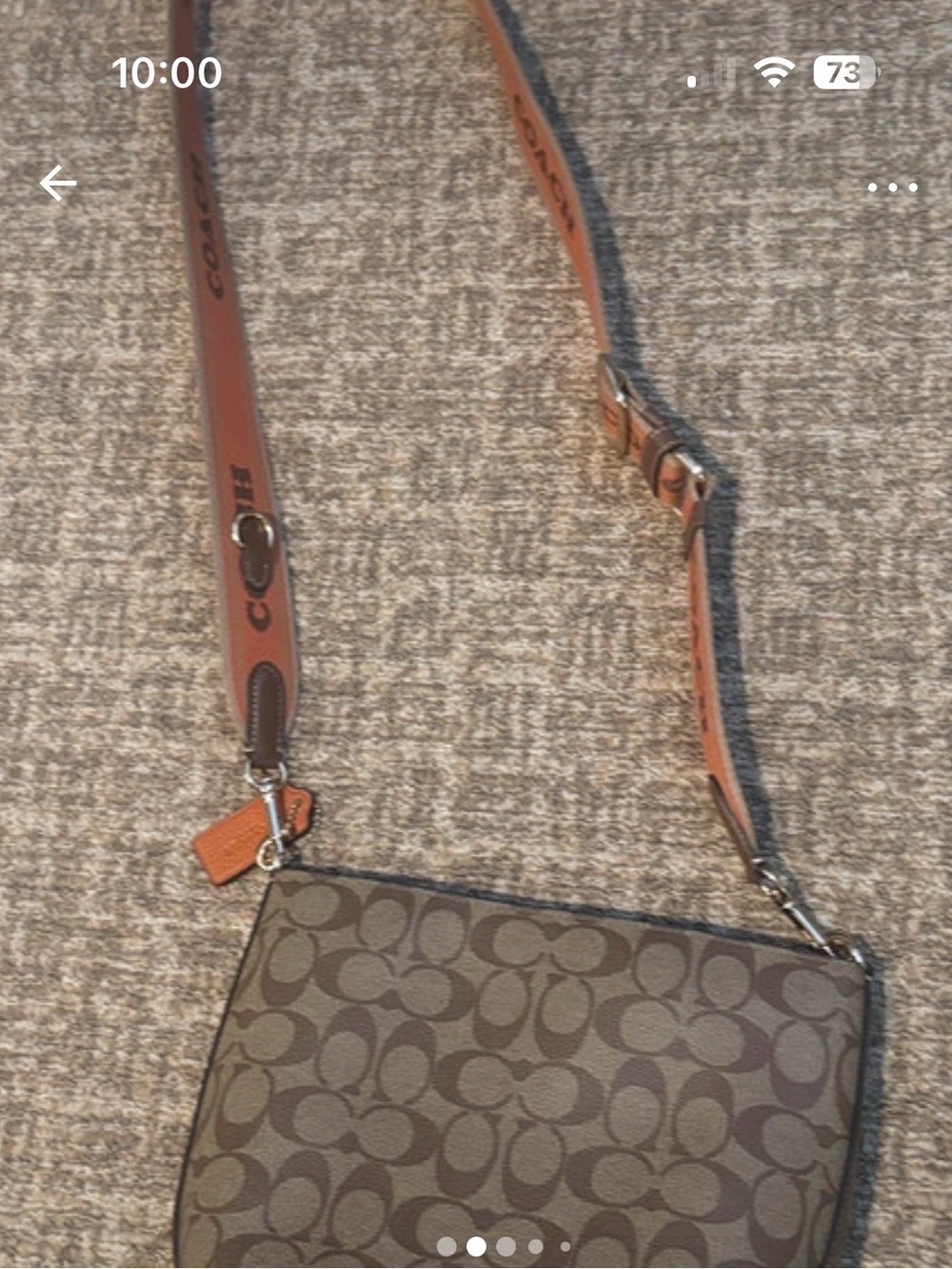 Coach Brown Signature Crossbody with Orange Strap - Picture 2 of 11